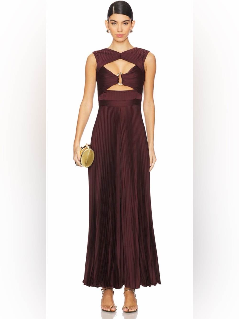 AMUR Rosalynn Pleated Jumpsuit in Smoky Quartz - Picture 3 of 6